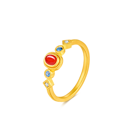 Mankalong gold ring for women Fenghua-Xiaogongque ancient pure gold handmade filigree birthday gift for girlfriend and mother No. 9, about 4.5g (pre-sale is subject to actual weight received, any refund will be refunded)