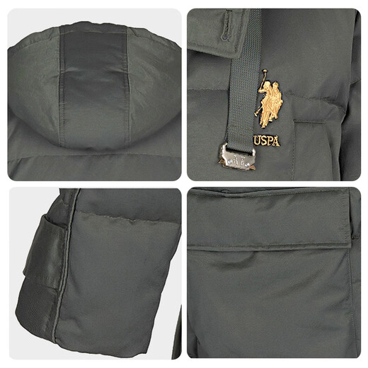 U.S. POLO ASSN.US保罗羽绒服男中青年外套连帽冬季保暖白鸭绒工装外套男百搭男装 藏青7027 M 165（105-120斤左右）