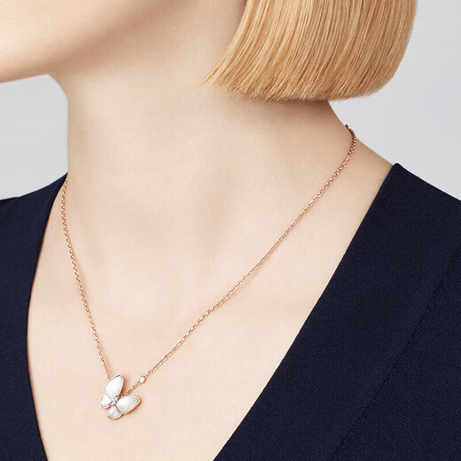 Ji Ge original fashion classic small animal series 18 rose gold white mother-of-pearl butterfly necklace 520 birthday gift for seven days