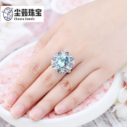 Chenru 4.60 Carat Topaz Ring Women's Natural Colored Jewelry Gemstone 925 Silver Inlaid Jewelry No. 13