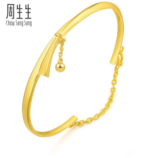 周生生足金丝带小金珠手镯婚嫁结婚金镯子15912K计价 05圈13.15克