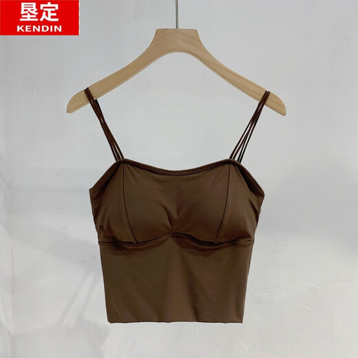 Kending (KENDING) ice silk seamless vest with breast pads and thickened camisole for women with big U beautiful back tube top push-up sports base bra white (thin cup 1.5cm) one size fits all