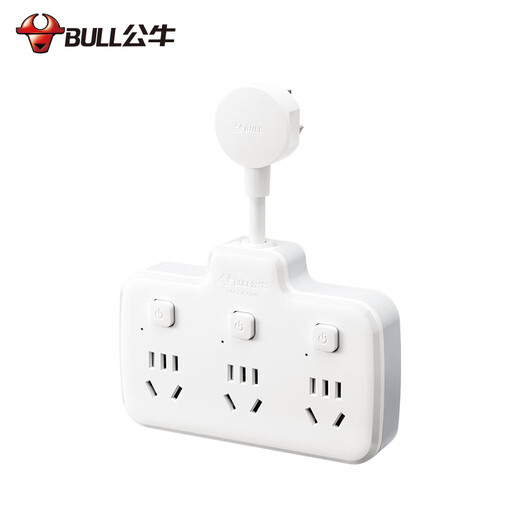 公牛（BULL）柔性转换插头/品字形一转六插座/无线转换/电源转换器 适用于卧室、厨房 6位分控开关 GN-97333