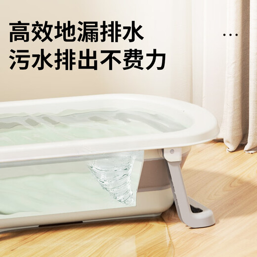 日康（rikang）婴儿洗澡盆折叠盆儿童浴盆 可配浴床浴垫浴网 X1033-4 烟灰
