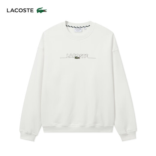 Lacoste French Crocodile Herren -Kleidung 24 Herbst neue Mode Einfache vielseitige, komfortable Baumwolle Runde Hals Sweatshirt SH3878 70 V /Beige White 2 /165