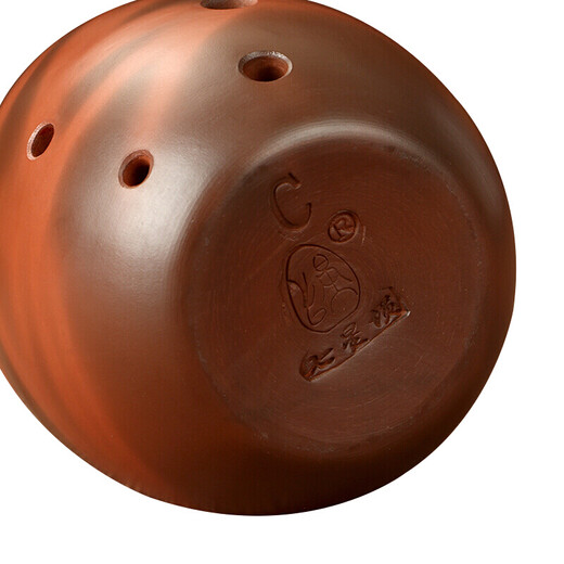 永田七星埙 乐器埙 八孔梨形熏烧红陶演奏埙  初学埙乐器 配埙教程 底座 指法表 绒布袋 F调7cm*10cm