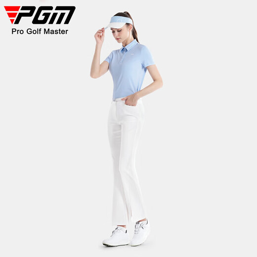PGM高尔夫服装女装 透气短袖T恤 POLO衫 YF673-冰晶蓝【上衣】 M