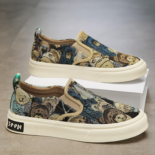 VISTURSI brand canvas shoes for men 2025 new summer breathable sports and casual lazy Doudou old Beijing cloth shoes one-legged [main picture] green 41