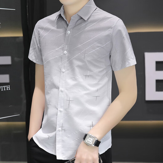 Romon Ice Silk Camisa de manga corta Hombres de estilo de verano Camisa informal Men Medias de collar de mangas Versátiles Versátiles 844 Verde XL
