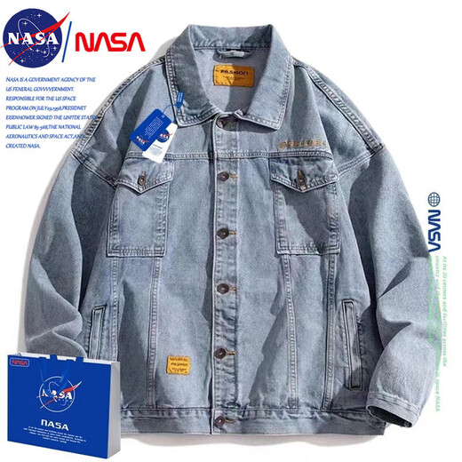 NASA RHUDE春季夹克衣服男潮流男装外套男士夹克衣服休闲牛仔工装外套春秋款 826黑色 XL (建议体重125-145斤)