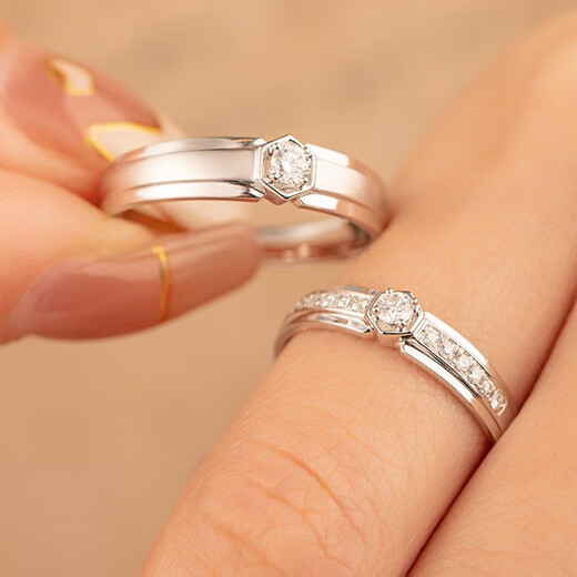 MZMZ Customized Platinum Ring Allure Couple Pair Ring Pt950 Platinum Engagement Wedding Birthday Anniversary Gift for Girlfriend Allure Love-Platinum Pair Ring