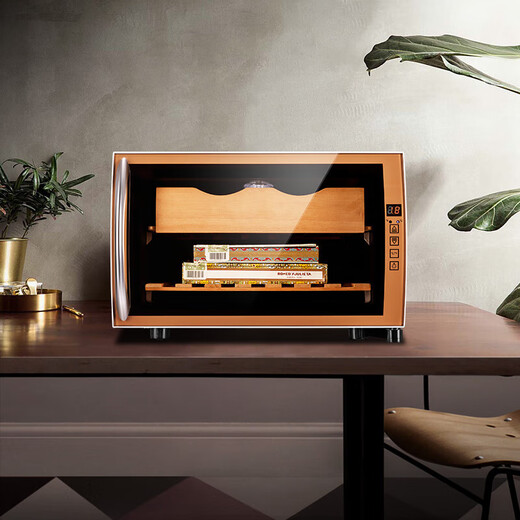 CIGARLOONG 25C cigar cabinet temperature controlled and moisturizing Spanish cedar wood naked small mini humidifier cabinet household energy-saving silent electronic cabinet dual-core dual-core refrigeration constant temperature red wine cabinet golden cigar style 25L cigar cabinet