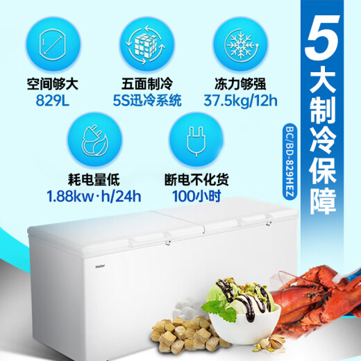 海尔（Haier）大冰柜商用超低温全冷冻单温大型国家冷藏政府卧式冰箱速冻急冻大容量旗舰冷柜家用以旧换新补贴 829升 【-38低温】智能控温800升以上2米1