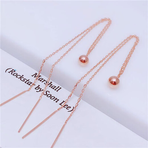 Fat Donglai's same ear wire color gold 18k gold Kamasana Russian 585 purple gold new trend ball ear wire (pair of rose gold)