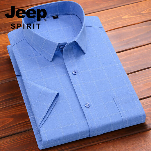 Jeep Spirit Bambus Faserhemd Männer kurzärmelig sommerdünnstil freieisern im mittleren Alter und älteren Vatern gestreiftes Eisseide-Hemd Sommer D815-12 mit Tasche M 3890-115jin [Jin gleich 0,5 kg]