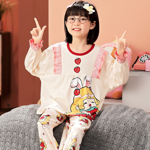 莫代尔女童睡衣宝宝秋季长袖卡通女孩儿童2024春秋新款中大童家居服 F12631长袖女童 10码建议身高101-110，体重30-38