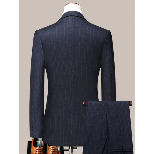 BOSS men's wool suit suit spring and autumn high-end business casual suit men's jacket striped two-piece set 3XL 190 suitable for 165-175Jin Jin equals 0.5 kg