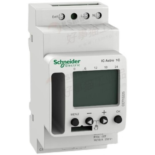 
Schneider Electric Programmable Time Control Switch Acti9 IC Astro1C SMART 10A, 1 Channel CCT15940 ITA 4C 24h/7d 30