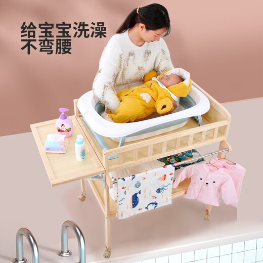 
Bei Happy Solid Wood Diaper Table Baby Care Table Massage and Bathroom Baby Bedding Crib Change Table Solid Wood Extended Style