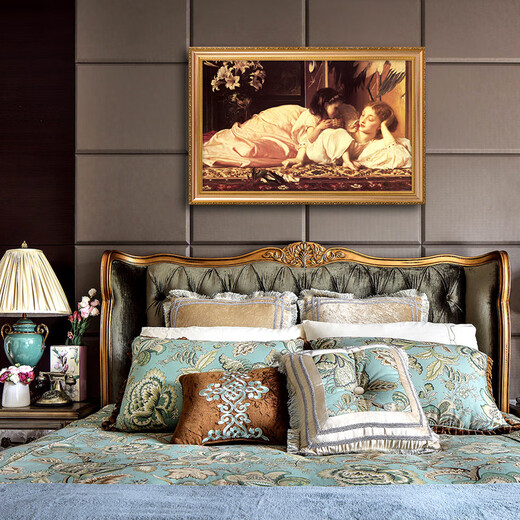 
Emperor flag hand-painted classical mother woman oil painting European style bedroom bedside background wall hanging painting living room decoration painting mural hanging painting 692 gold solid wood frame 130X90