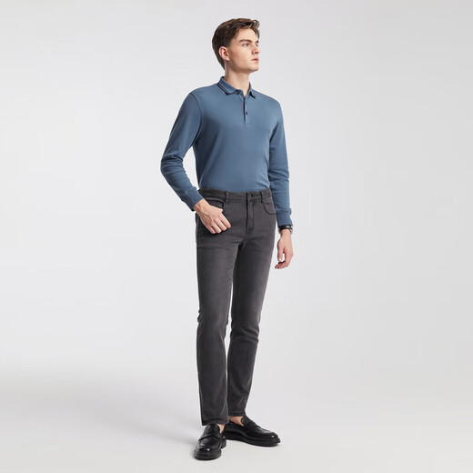 YOUNGOR POLO Men's Autumn and Winter Young Men's Business Casual Long-Sleeved POLO Shirt Blue 2XL