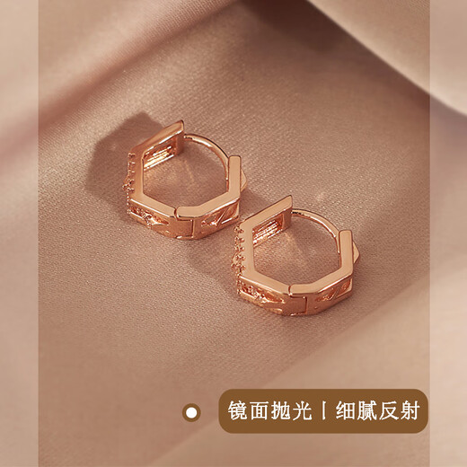 DL 1998 Fat Donglai same style 18k rose gold earrings for women 2025 new trendy Korean temperament internet celebrity rose gold