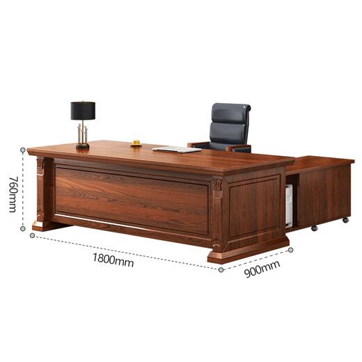 Zhongwei (ZHONGWEI) boss desk office desk painted ash wood veneer executive desk office furniture executive desk 1.8 meters including cabinet