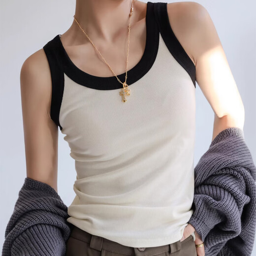 浪莎吊带背心女内搭夏季可外穿遮副乳无袖撞色螺纹打底衫