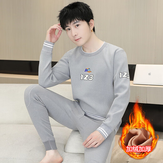 Zengzhi Niuzai Winter Großer Kinder-Thermal-Unterwäsche für Herren-Teenager plus Samt verdickte Schüler Herbstkleidung und Herbsthosen rundes Hals-Basis-Hemd 692 Khaki plus Samt verdickte 2xl = tatsächliche L empfohlen 105-120jin [Jin gleich 0,5 kg]