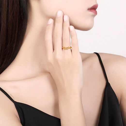 Saturday Fortune (ZLF) Gold Ring for Women 5D Hard Gold Wings Finger and Foot Gold Ring for Girlfriend Pricing No. 11-0.85g