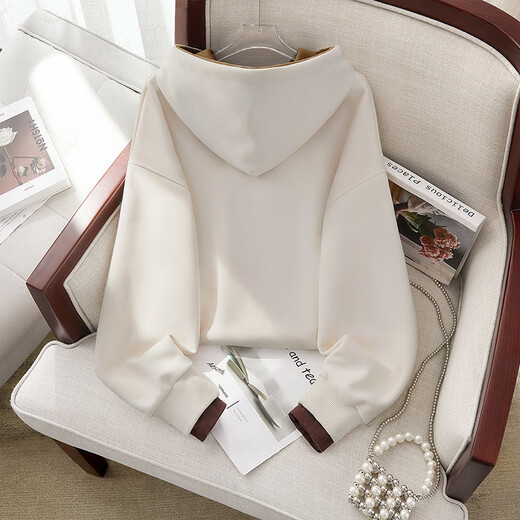 Sibaishe Drawstring Hooded Sweatshirt Women's 2025 Autumn New Loose Fashion Letter Pattern Sports Top