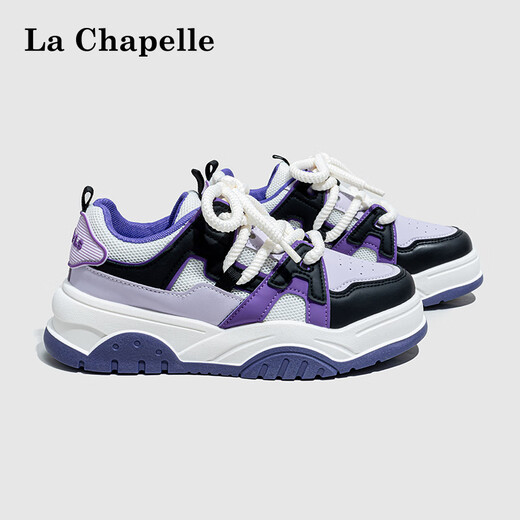 La Chapelle women's shoes, white shoes, women's four seasons new style ins design, versatile casual shoes, thick sole sports women's shoes, purple B683 38