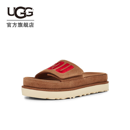 UGG夏季女士舒适休闲厚底简约字母时尚沙滩凉鞋凉拖鞋 1110110 CHE | 栗色 40