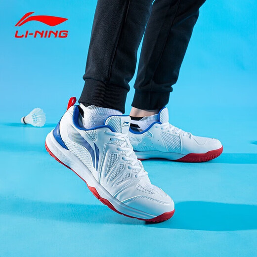 Li Ning Shoes Badminton Shoes para hombres Nuevos zapatos de entrenamiento de ropa sin deslizamiento sin deslizamiento King 011 Zapatos de competencia livianos Sports Sports Sports Standard White/Haibao Blue [estándar Last] 40 (250 mm)