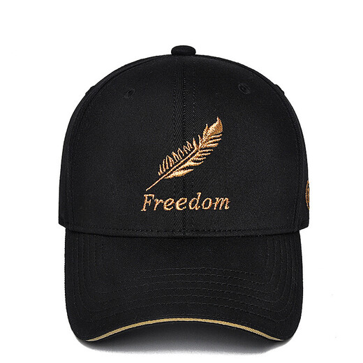 Fox fairy hat for men and women, Korean version ins, trendy peaked cap, four seasons baseball cap, fashionable and versatile embroidered Internet celebrity feather hat, feather style, black M adjustable (55-60c)
