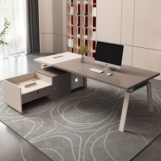 OUDITU Desk Boss Desk Simple Modern President Manager Desk Grand Executive Desk Supervisor Desk Office Desk and Chair Combination South American Cherry The lowest on the entire network 1.8m supervisor desk + removable side cabinet + headrest chair