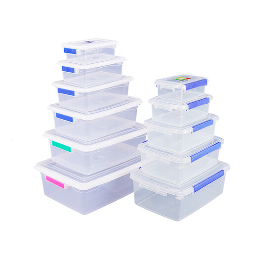 Boîte en plastique Freshkeing Boîte à scellée transparente rectangulaire avec couvercle Grande boîte de rangement commercial Stocke
