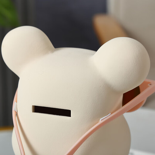 Internet celebrity violent bear cartoon TV wine cabinet living room decoration light luxury high-end ceramic children's piggy bank birthday gift 28cm green spectacled bear + camera piggy bank