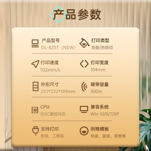得力（deli）300dpi标签打印机热转印碳带打印机打热敏不干胶条码铜版纸亚银纸标签机快递面单水洗标服装吊牌 【825T】4寸_高速_超清款300dpi