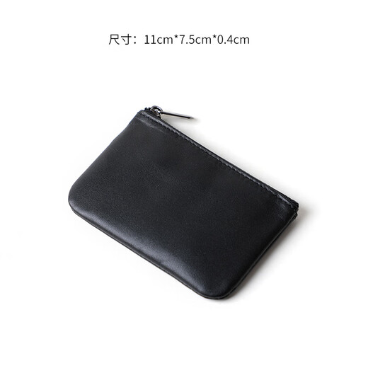 Baimingwei Bouton de mouton Zipper Change Key Sac Real Sweins Sweet Men's Small Wallet Mini Coin Hands Sac pour femmes Couleur d'encre profonde