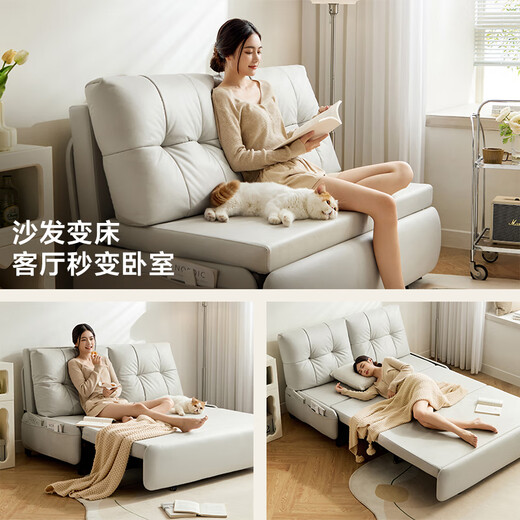 Lins Zuhause einfaches cremefarbenes Klappschlafsofa Wohnzimmer kleine Wohnung TBS037-A großes Doppelbett-Jingcang Shanfa