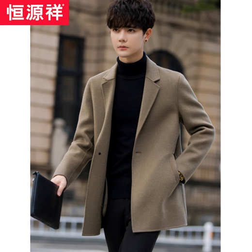 Hengyuanxiang зимний шерстяной костюм, верхняя мужская толстая куртка, свободный костюм в корейском стиле, мужское шерстяное пальто коричневого цвета, XL