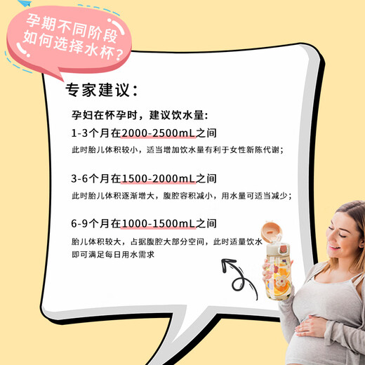 PLPCPPSU straw cup for adults, pregnant women, lying down drinking cup, women's sugar-resistant scale, children's student drinking cup, pink, single cover PPSU + gravity ball 550ml