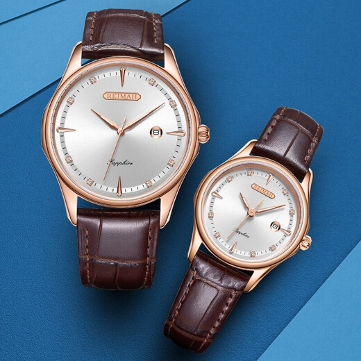LEMAI LEIMAH WATCH MÄNGER SICHER und modisch Casual Belt Women's Quartz Watch Wasserdichter Kalender 6169 Weißer Teller brauner Gürtel Männer