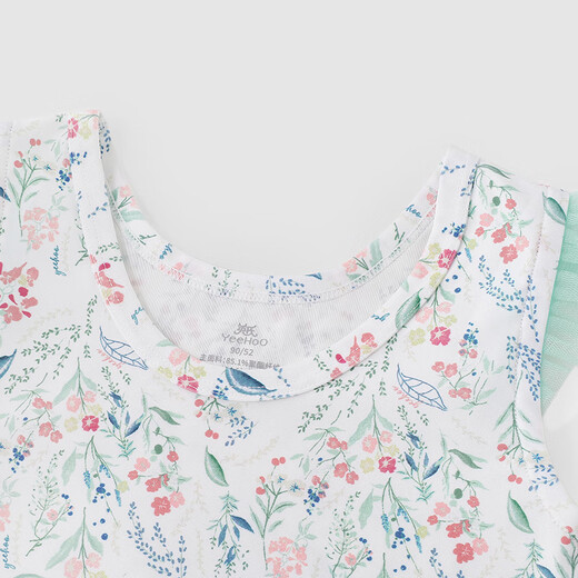 Ying's children's swimsuit short-sleeved one-piece hot spring swimsuit for boys and girls summer sun protection swimsuit UPF50+ girls - light vanilla green - one-piece skirt 100 cm