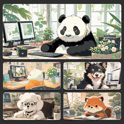 三色猫鼠标垫超大女生办公猫狗可爱卡通搞怪简约宿舍文字电脑键 12155小猎犬 60厘米x30厘米x2毫米