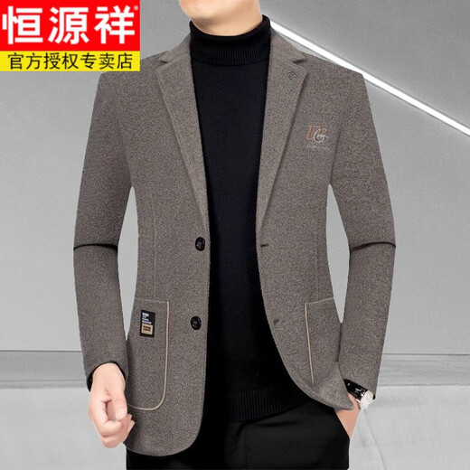 Hengyuanxiang lässiger Anzug im mittleren Männervater Wollmantel mittleren Alters mittleren Alters und älterer loser Gelegenheits-Chenille-Anzug Khaki 2402 4xl [Empfohlen 180-195jin [Jin gleich 0,5 kg] tragen]