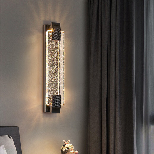 Enjoy light luxury, post-modern light luxury crystal wall lamp, living room background wall, entrance hall, staircase decorative lamp, simple bedroom bedside lamp, pearl black 800 with three-color LED