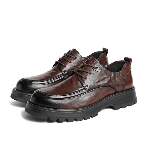 Belle Plissee Business Lederschuhe für Herren-Kuhläppchen Dicke alleinige formale Schuhe A1422AM4 Black-Furry 40