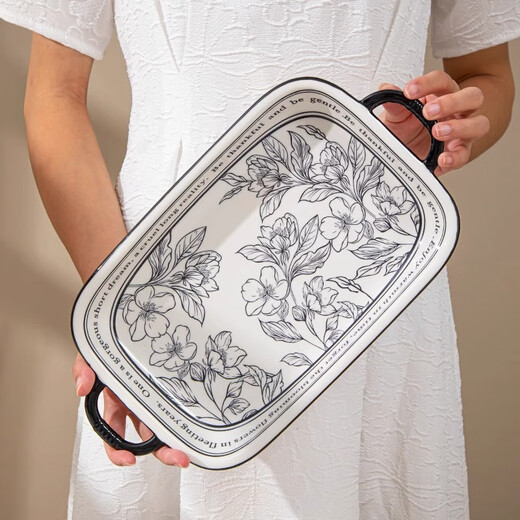 Gu Ci French bowl and plate set fish plate dish 2023 new style ceramic rice bowl household dishes and chopsticks tableware for one person 4.75-inch rice bowl-4 pieces 1 piece